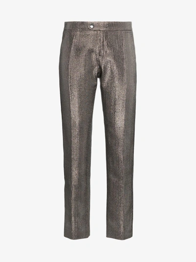 Shop Chloé Lame Metallic Cotton Blend Trousers