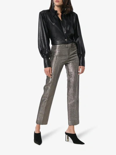 Shop Chloé Lame Metallic Cotton Blend Trousers