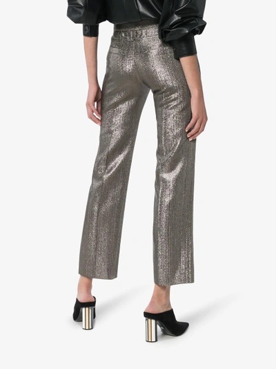 Shop Chloé Lame Metallic Cotton Blend Trousers