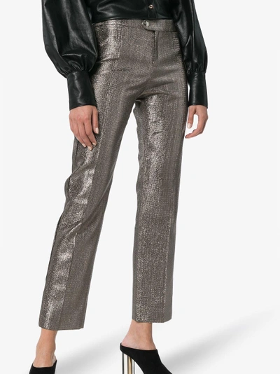 Shop Chloé Lame Metallic Cotton Blend Trousers