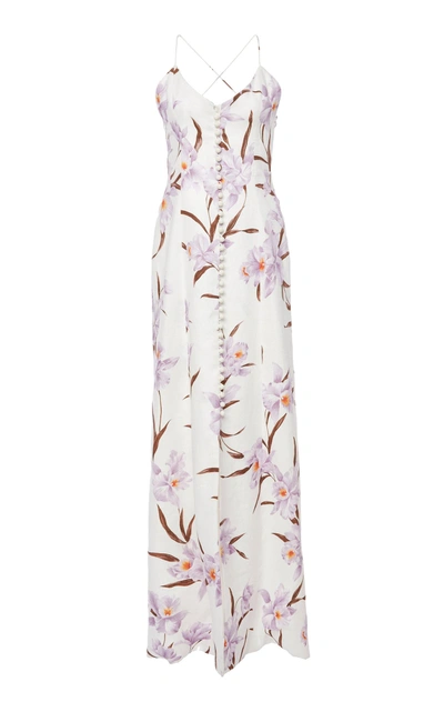 Shop Zimmermann Corsage Floral Maxi Slip Dress In Purple