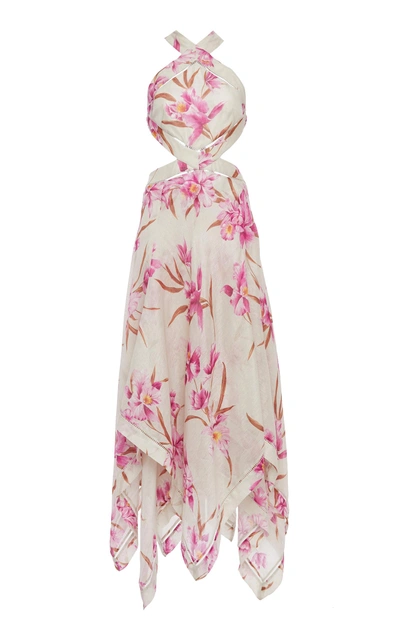Shop Zimmermann Corsage Floral Halter Scarf Dress