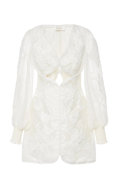 Shop Zimmermann Corsage Applique Mini Dress In White