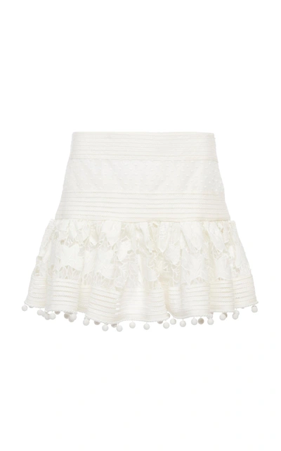 Shop Zimmermann Corsage Embellished Mini Skirt In White