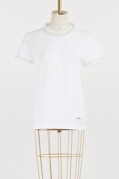 Shop Miu Miu Embroidered T-shirt In White
