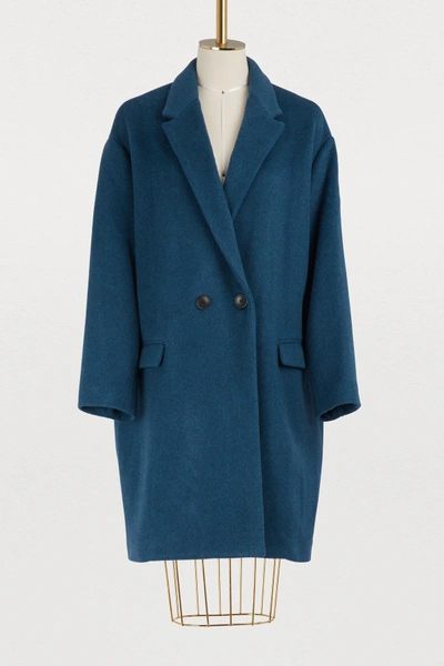 Shop Isabel Marant Wool And Cashmere Filipo Coat In Greyish Blue