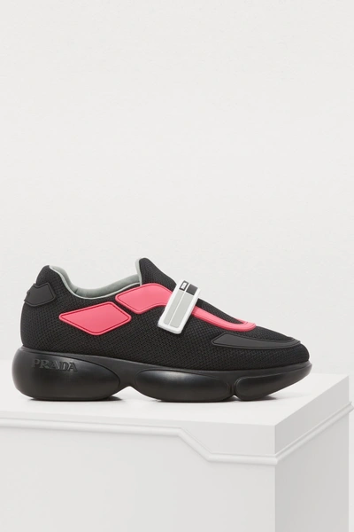 Shop Prada Cloudbust Low-top Sneakers In Black/pink