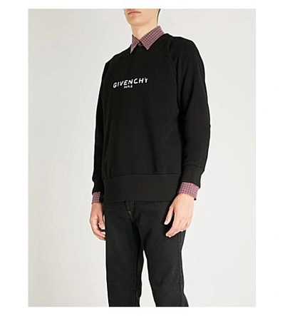 Shop Givenchy Distressed Cotton-jersey Sweatshirt In Black