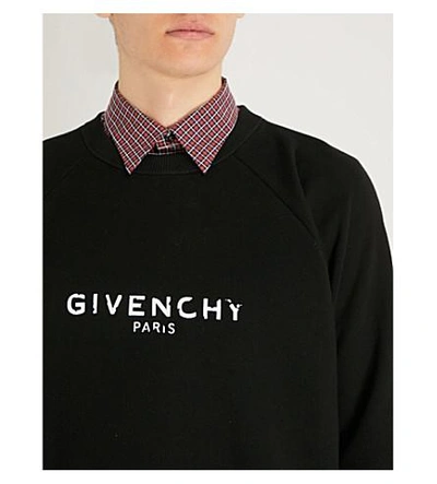 Shop Givenchy Distressed Cotton-jersey Sweatshirt In Black