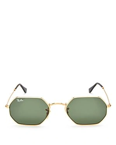 Shop Ray Ban Ray-ban Icons Sunglasses, 52mm In Gold/green Solid