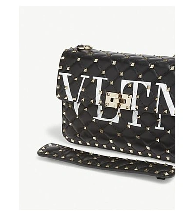 Shop Valentino Rockstud Vltn Leather Shoulder Bag In Bianco Ottico/nero