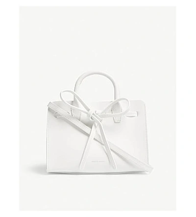 Shop Mansur Gavriel Ladies White And Blue Mini Sun Vegetable Tanned Leather Bag In White/blu