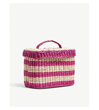 Shop Nannacay Amaranth Baby Striped Straw Bag In Pink