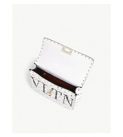 Shop Valentino Rockstud Vltn Leather Shoulder Bag In Nero/bianco Ottico