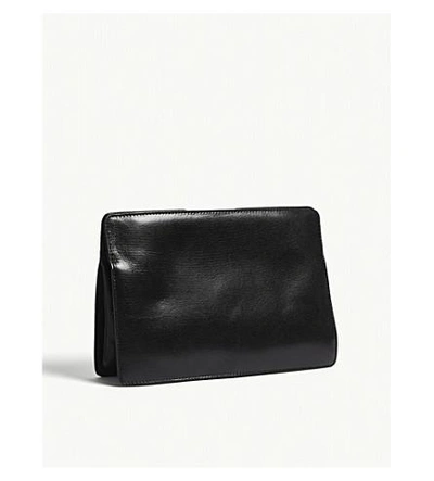 Shop Givenchy Black Grained Elegant Logo Leather Clutch Bag