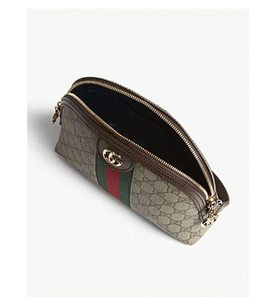 Shop Gucci Ophidia Gg Supreme Small Shoulder Bag In Beige