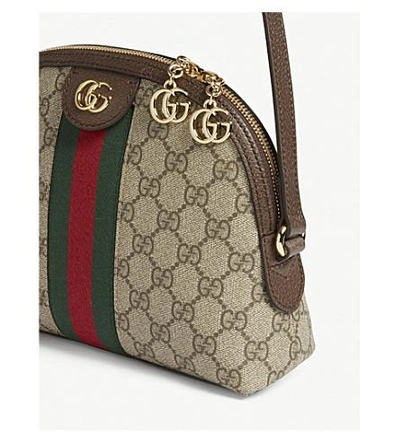 Shop Gucci Ophidia Gg Supreme Small Shoulder Bag In Beige