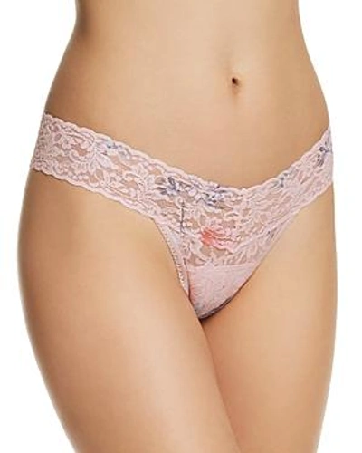 Shop Hanky Panky Low-rise Printed Lace Thong In Cherie