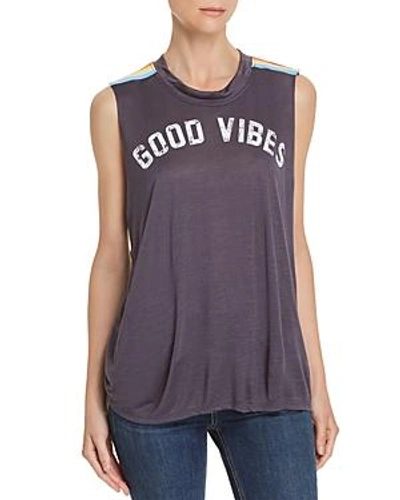 Shop Vintage Havana Good Vibes Rainbow-trim Muscle Tank In Navy