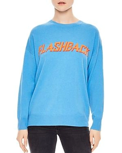 Shop Sandro Childhood Flashback Wool & Cashmere Graphic Sweater In Blue