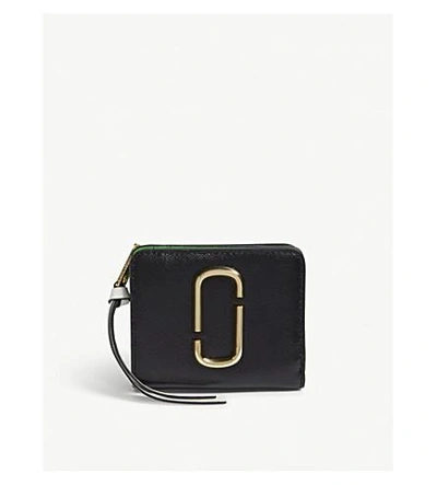 Shop Marc Jacobs Black Snapshot Mini Saffiano Leather Purse In Black/baby Pink