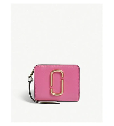Shop Marc Jacobs Black Snapshot Mini Saffiano Leather Purse In Vivid Pink Multi