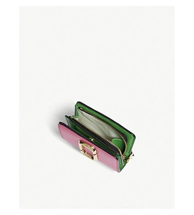 Shop Marc Jacobs Black Snapshot Mini Saffiano Leather Purse In Vivid Pink Multi