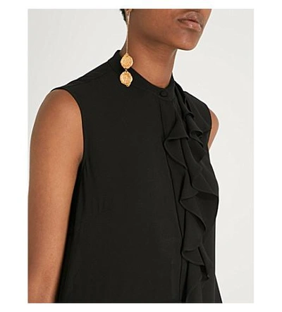 Shop Alexander Mcqueen Ruffled-trim Silk-crepe Shirt In Black