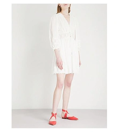 Shop Zimmermann Iris Corset-waist Cotton Mini Dress In Ivory