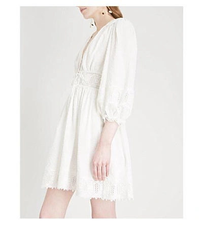 Shop Zimmermann Iris Corset-waist Cotton Mini Dress In Ivory