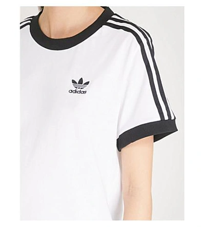 Shop Adidas Originals Striped Cotton-jersey T-shirt In White