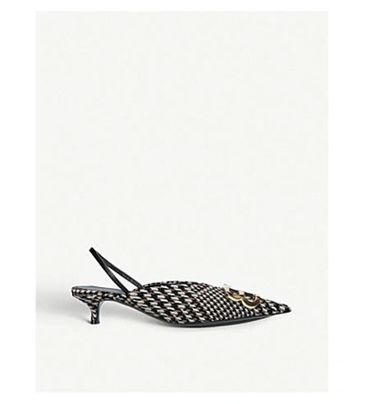 Shop Balenciaga Bb 40 Houndstooth-print Slingback Courts In Other