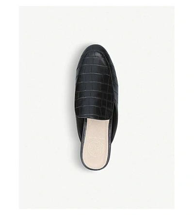 Shop Kg Kurt Geiger Malin Crocodile-embossed Faux-leather Backless Loafers In Black