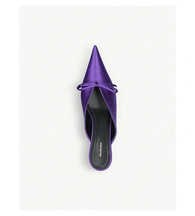 Shop Balenciaga Ladies Purple Knife Satin Mules Sandals
