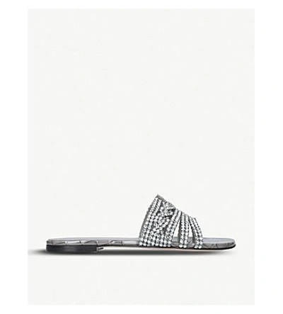 Shop Gina Loren Embellished Leather Sandals In Blue
