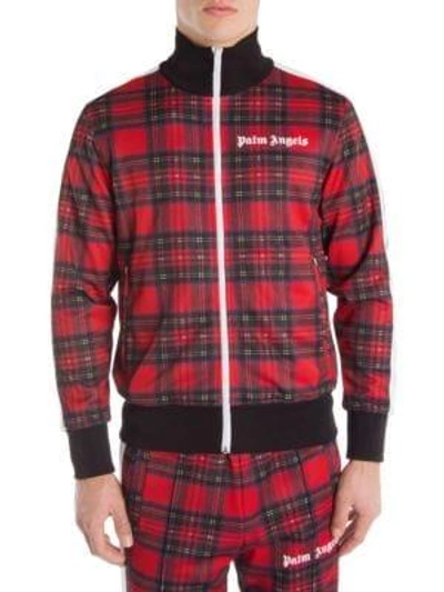 Shop Palm Angels Royal Stewart Tartan Track Jacket In Red Tartan