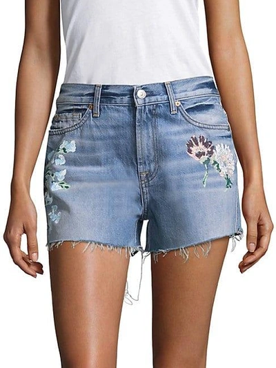 Shop 7 For All Mankind Painted Floral Denim Shorts