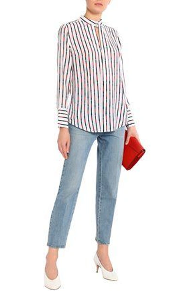 Shop Equipment Woman Janelle Striped Washed-silk Blouse White