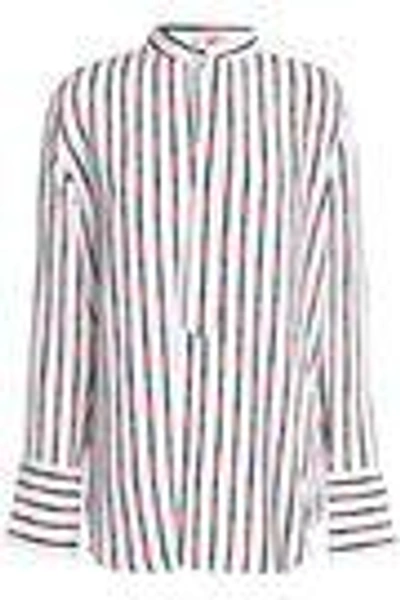 Shop Equipment Woman Janelle Striped Washed-silk Blouse White