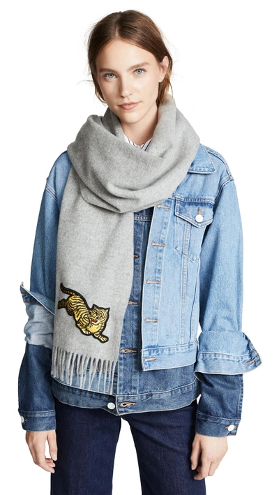 Shop Kenzo Jumping Tiger Stole Scarf In Glacier