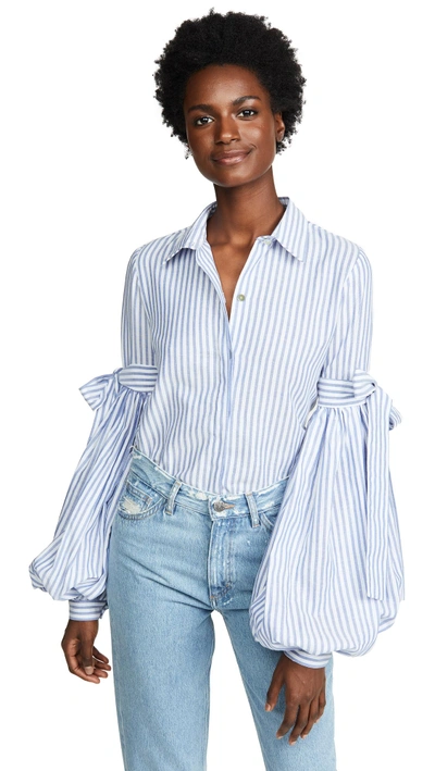 Shop Leal Daccarett Mirabel Shirt In Blue/white Stripe