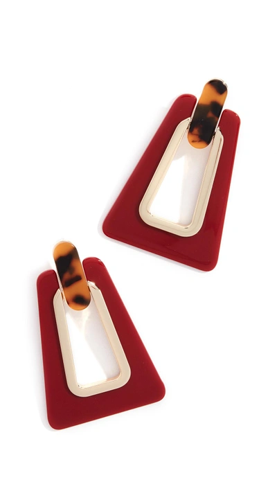 Shop Rebecca Minkoff Trapezoid Resin Statement Earrings In Red/tortoise