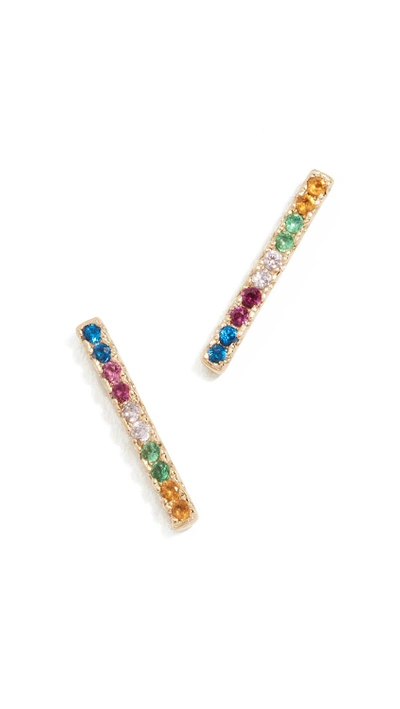 Shop Shashi Tracy Large Stud Earrings In Yellow Gold/multi