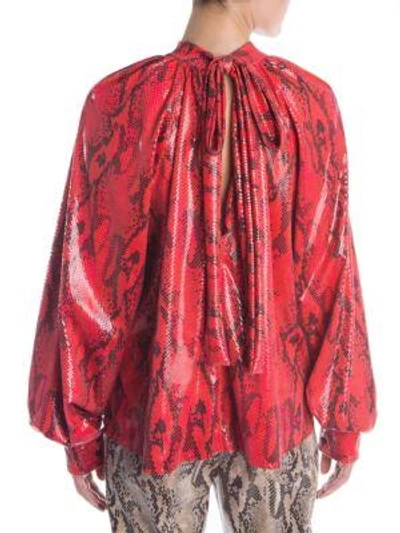 Shop Msgm Faux Python Blouse In Red