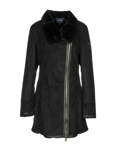 Shop Armani Jeans Coat In Black