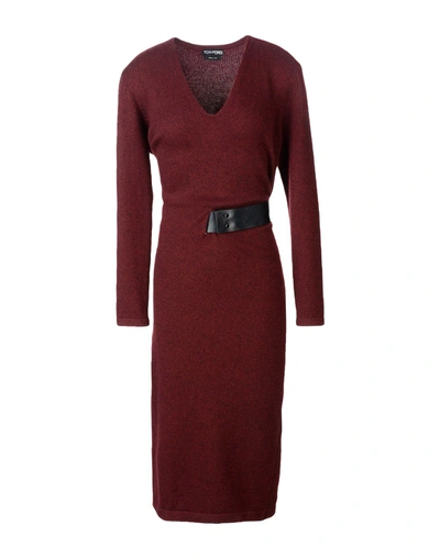 Shop Tom Ford 3/4 Length Dresses In Maroon