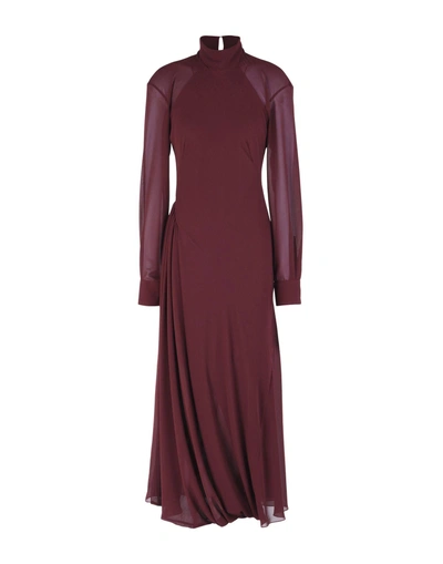 Shop Victoria Beckham Woman Maxi Dress Burgundy Size 4 Polyester In Red