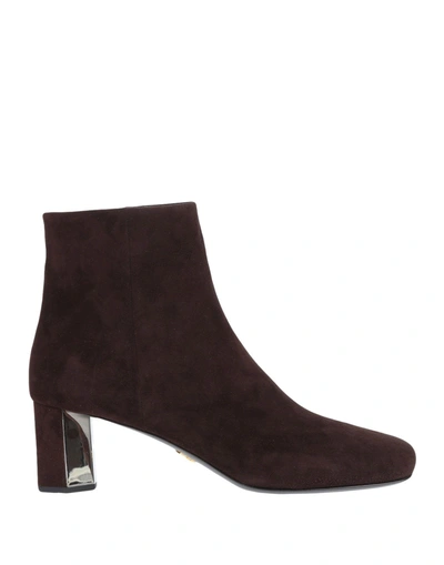 Shop Prada Ankle Boot In Dark Brown