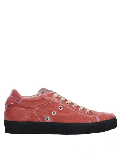 Shop Leather Crown Sneakers In Pastel Pink