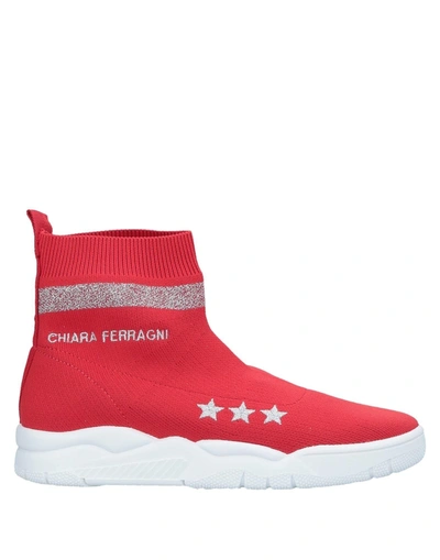 Shop Chiara Ferragni Woman Sneakers Red Size 7 Textile Fibers